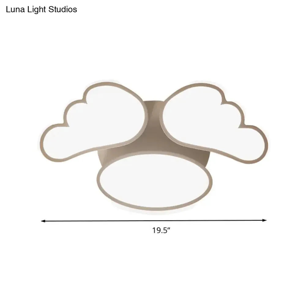 Art Deco Acrylic Flush Mount Ceiling Light - White Angel Design for Kid's Bedroom