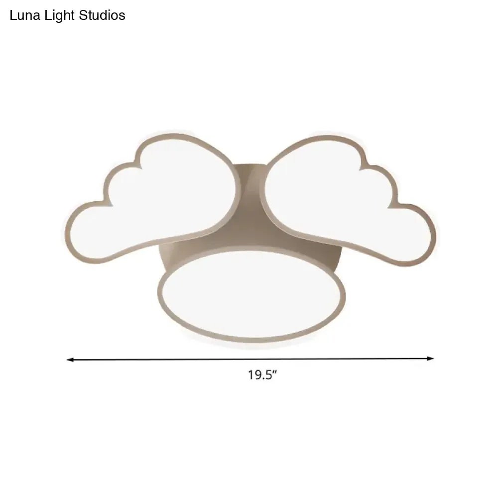 Art Deco Acrylic Flush Mount Ceiling Light - White Angel Design for Kid's Bedroom