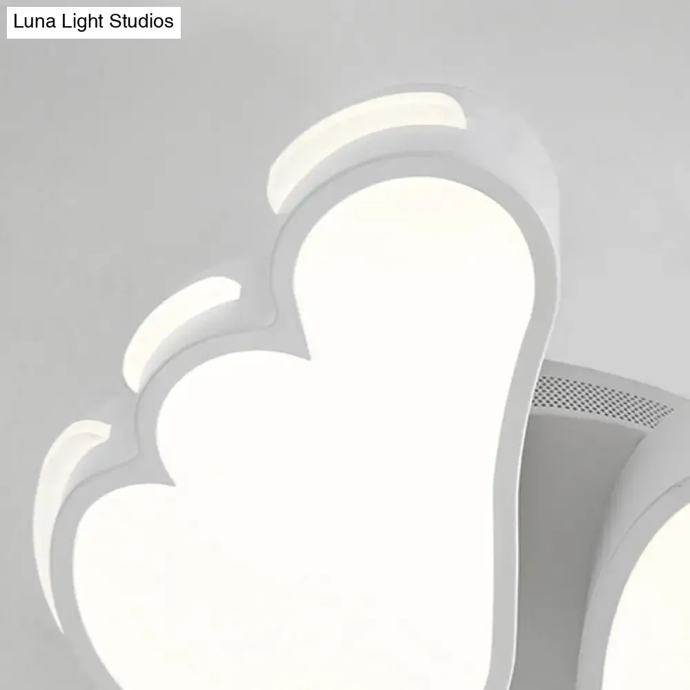 Art Deco Acrylic Flush Mount Ceiling Light - White Angel Design for Kid's Bedroom
