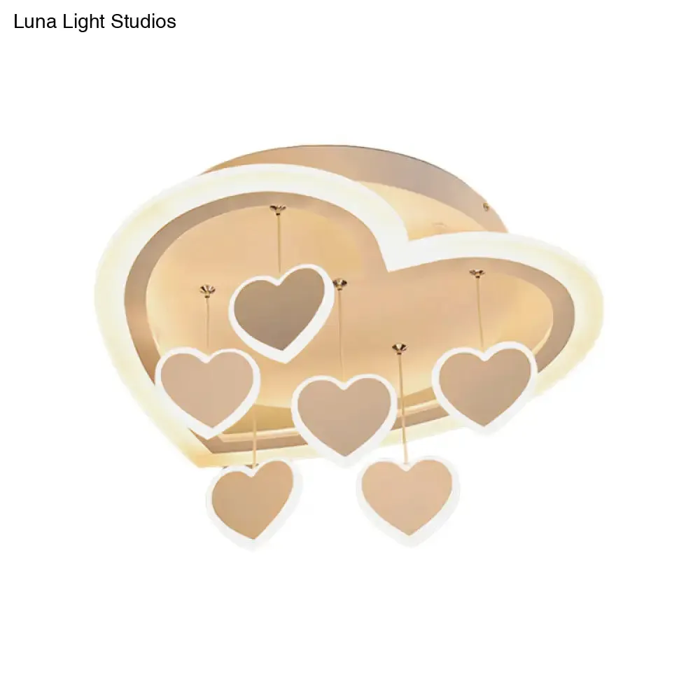Art Deco Acrylic White Heart-Shaped Flush Mount Ceiling Light for Study Room