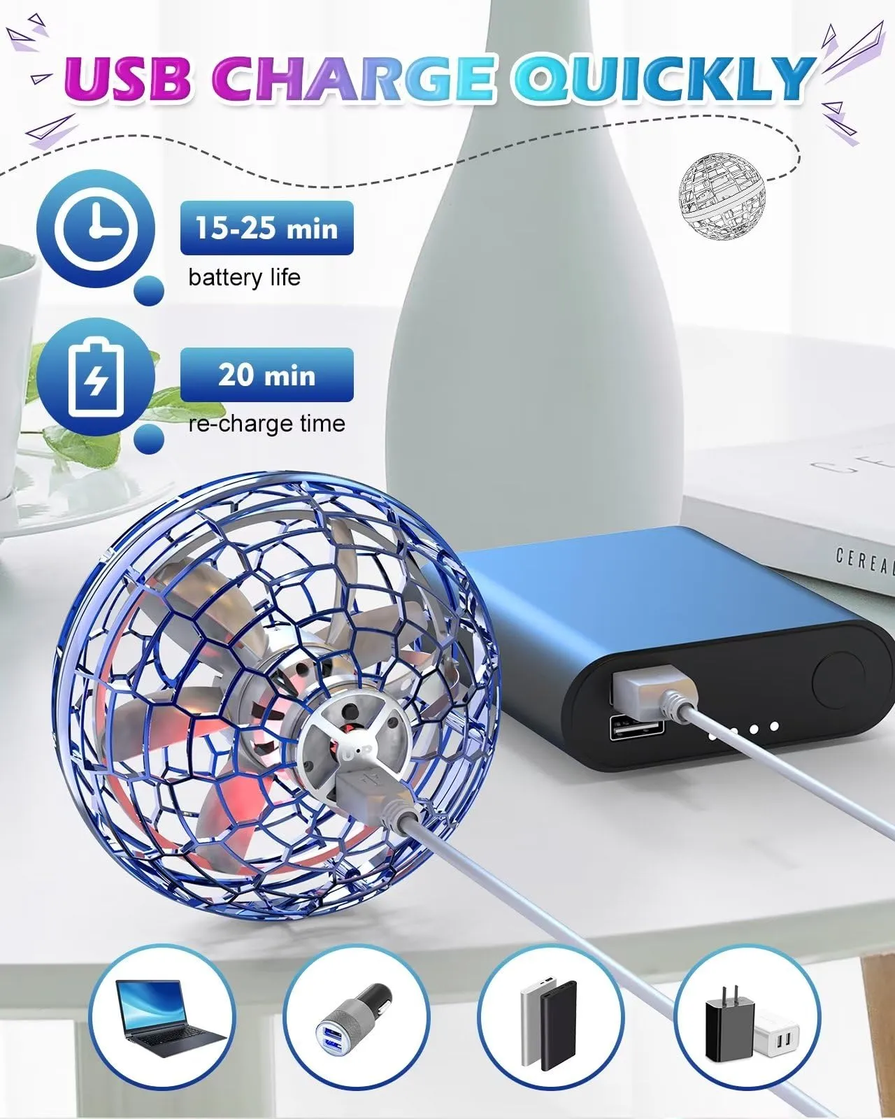 ATHLERIA UFO Flying Orb Ball with Lights,Galaxy Ball 2024,Mini Drone Toys for Age 6-8-13,Hover Boomerang Cosmic Globe Spinning,Cool Stuff Christmas Birthday Gifts for 6 7 8 9 10  Year Boy Girl Teens