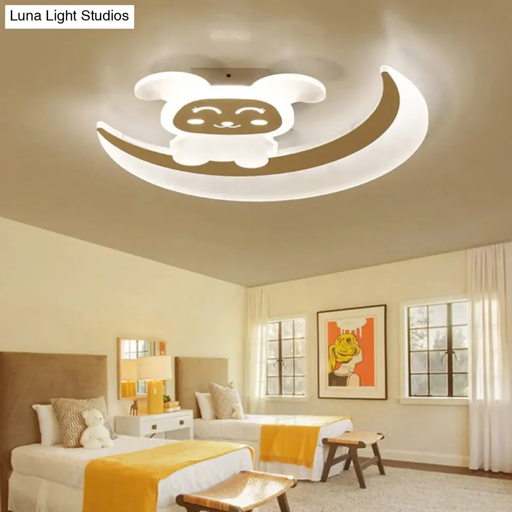 Baby Bunny LED Ceiling Light for Boys Bedroom in White