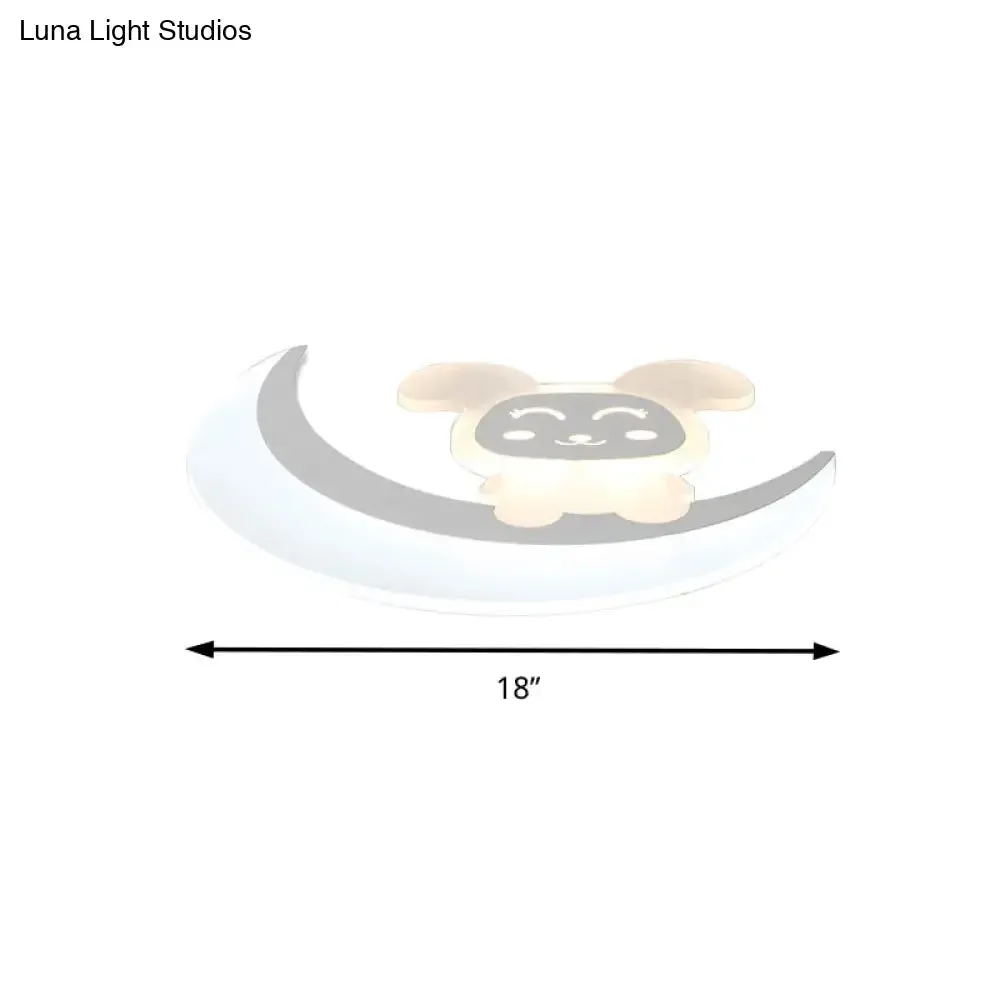 Baby Bunny LED Ceiling Light for Boys Bedroom in White