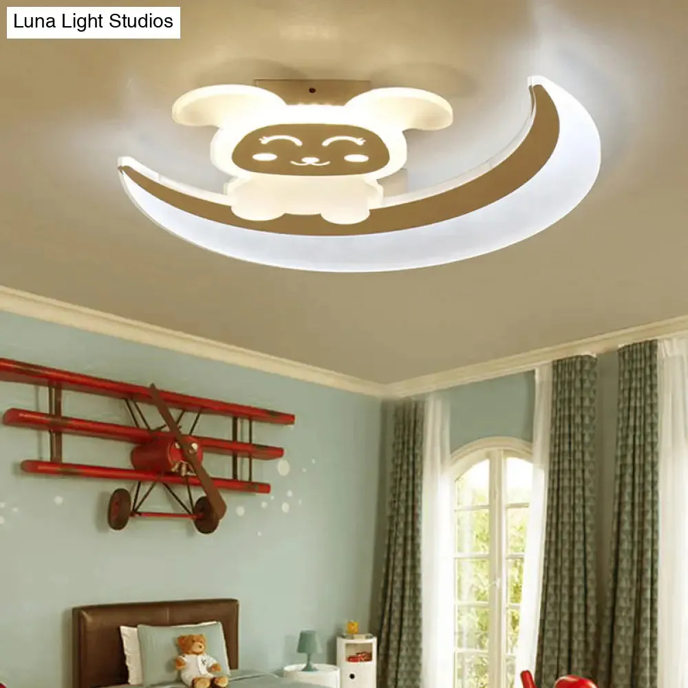 Baby Bunny LED Ceiling Light for Boys Bedroom in White