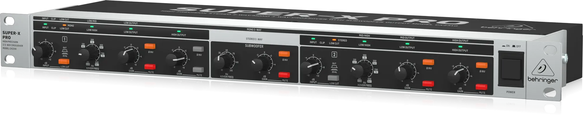 Behringer Super-X Pro CX2310 V2 High-Precision Stereo 2-Way/Mono 3-Way Crossover with Subwoofer Output
