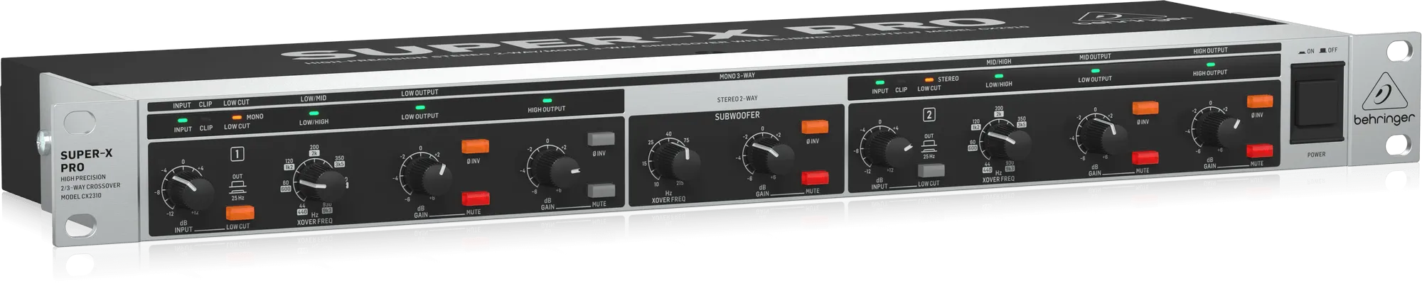 Behringer Super-X Pro CX2310 V2 High-Precision Stereo 2-Way/Mono 3-Way Crossover with Subwoofer Output