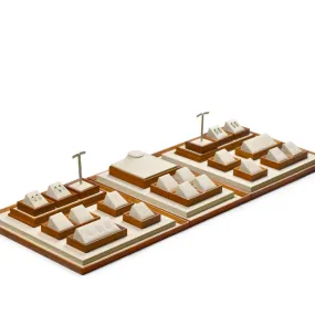 Beige Solid Wood Microfiber Window Counter Jewelry Display Props TT027