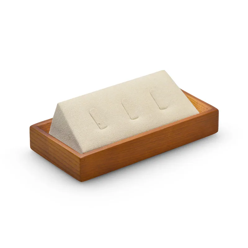 Beige Solid Wood Microfiber Window Counter Jewelry Display Props TT027