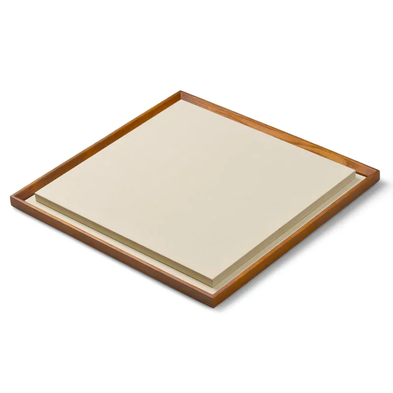 Beige Solid Wood Microfiber Window Counter Jewelry Display Props TT027