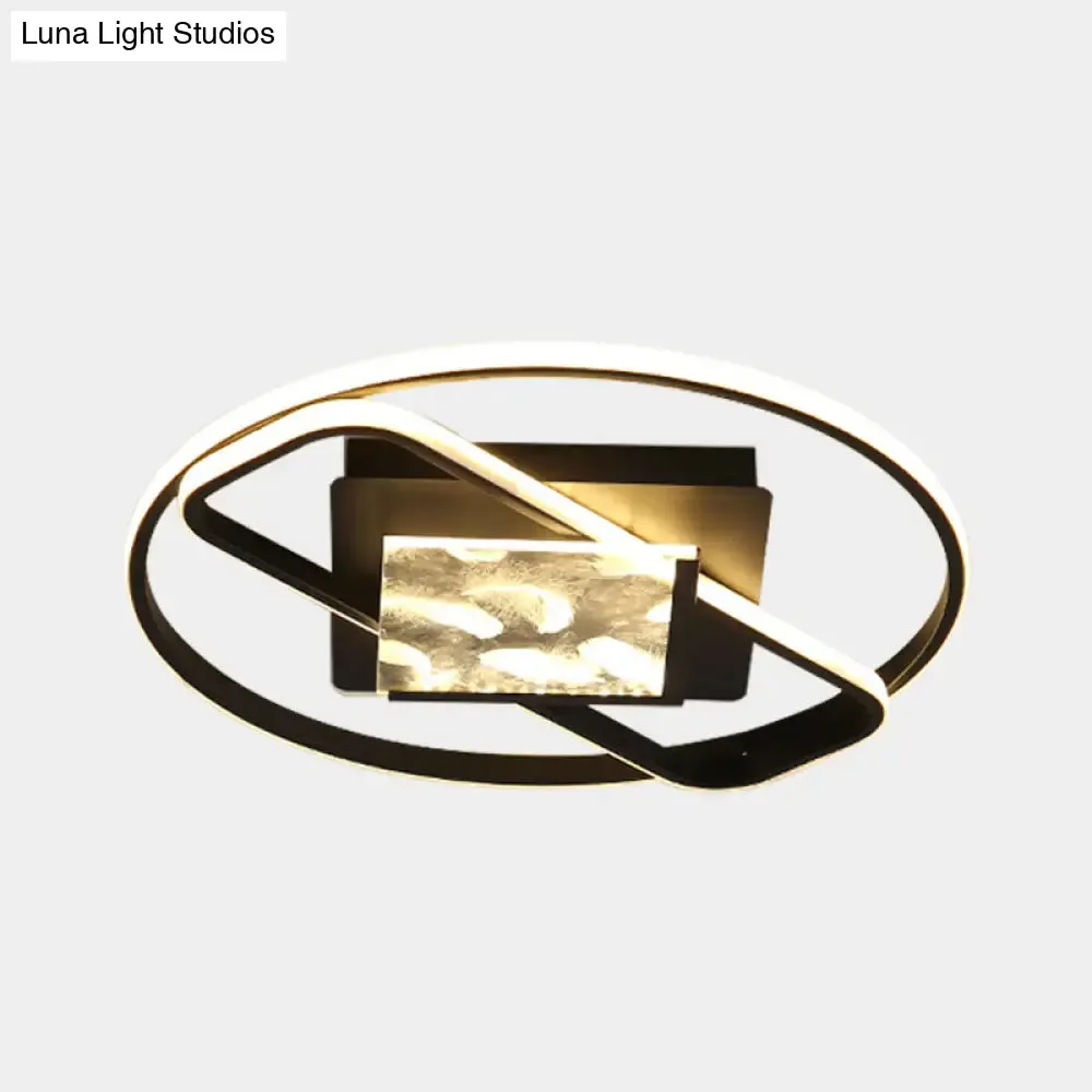 Black Acrylic LED Flushmount Ceiling Light with Modern Ring and Square Design