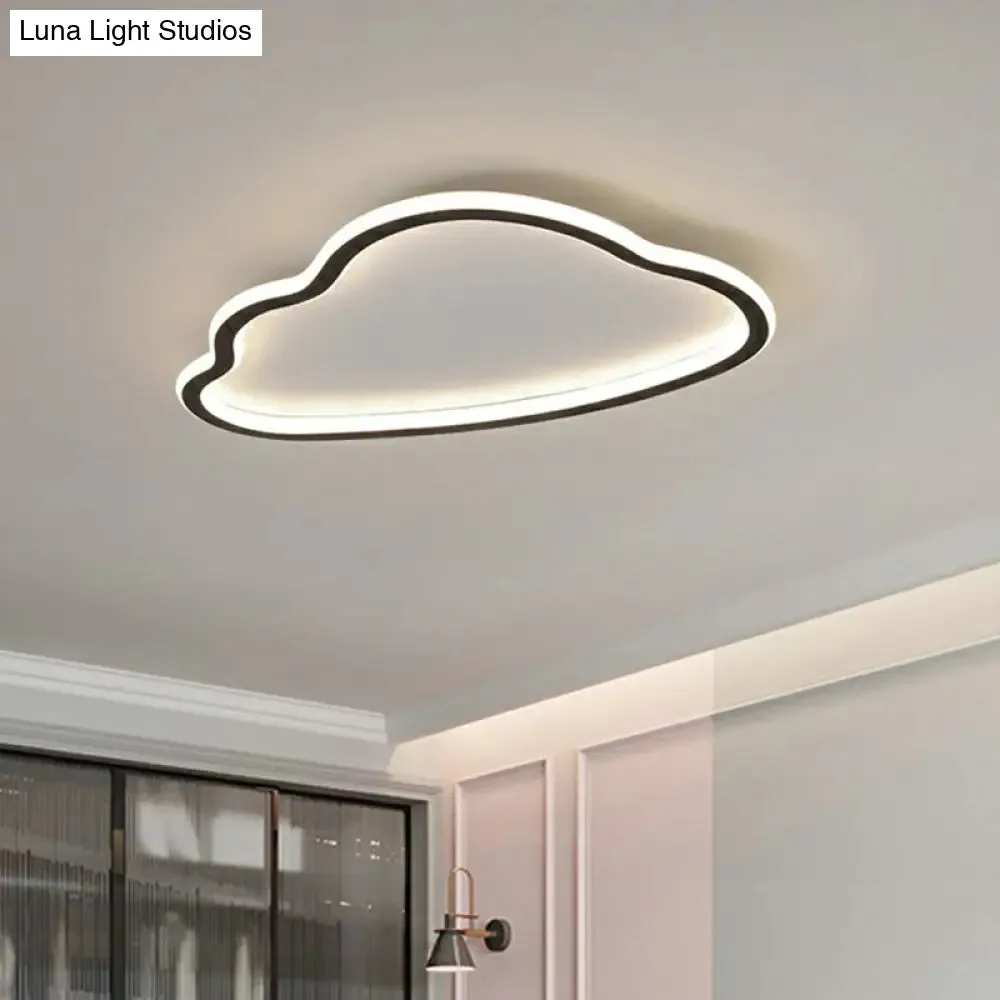 Black and White LED Cloud Ceiling Light with Acrylic Shade - Flush Mount and Simple Design