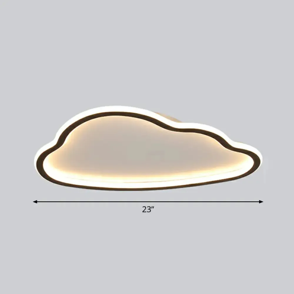 Black and White LED Cloud Ceiling Light with Acrylic Shade - Flush Mount and Simple Design