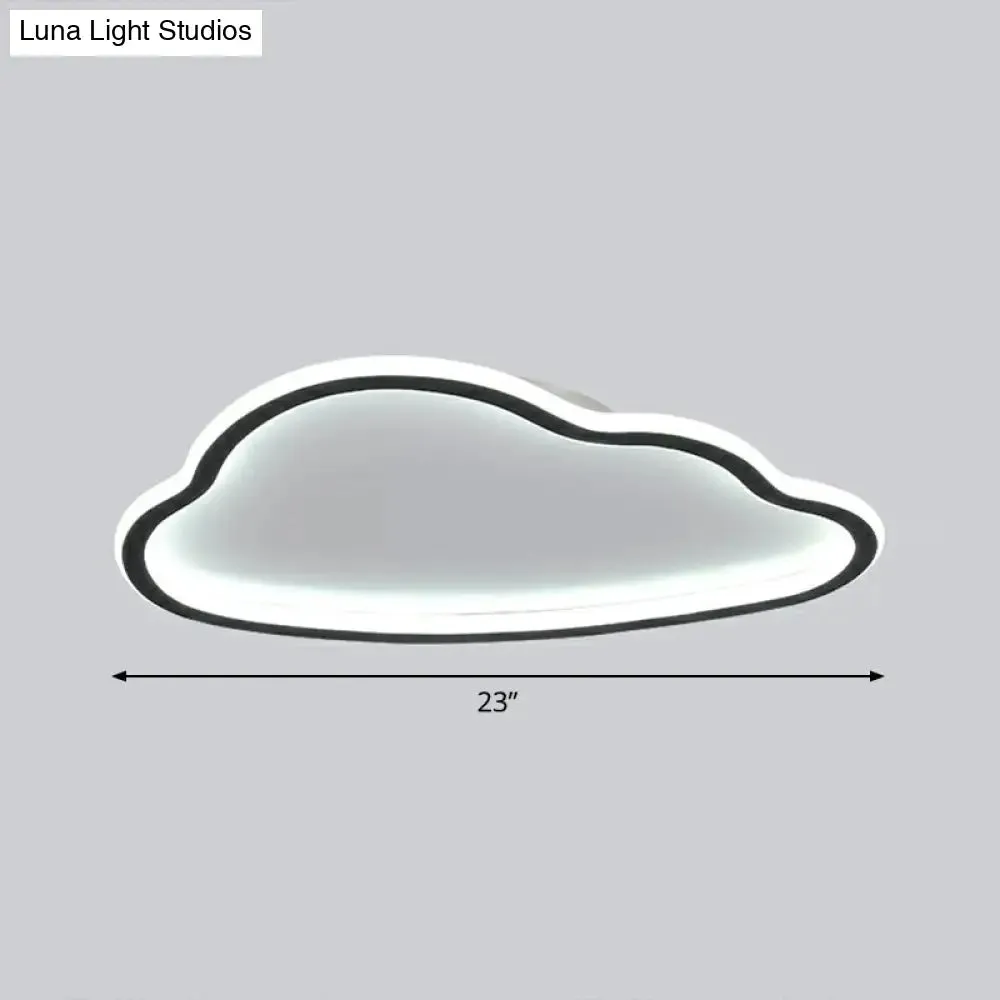 Black and White LED Cloud Ceiling Light with Acrylic Shade - Flush Mount and Simple Design