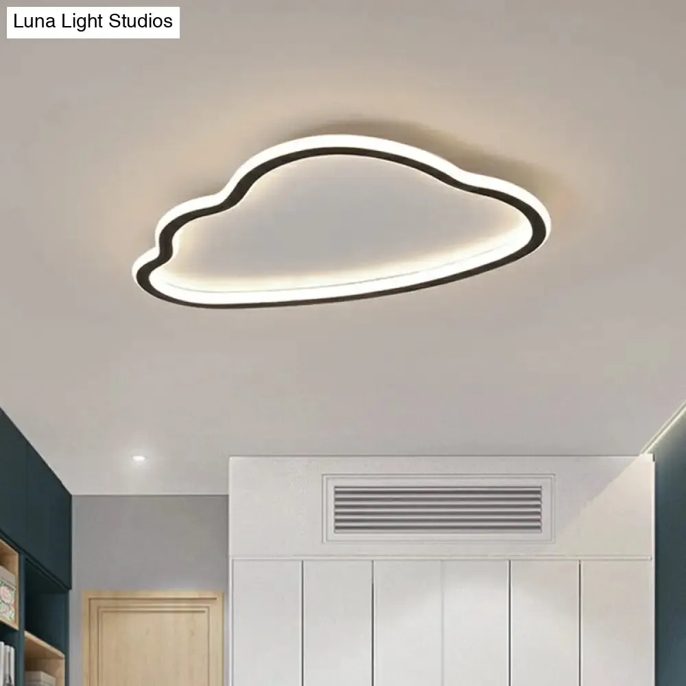 Black and White LED Cloud Ceiling Light with Acrylic Shade - Flush Mount and Simple Design