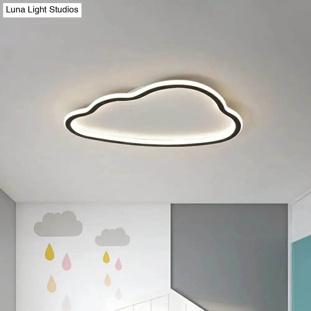 Black and White LED Cloud Ceiling Light with Acrylic Shade - Flush Mount and Simple Design