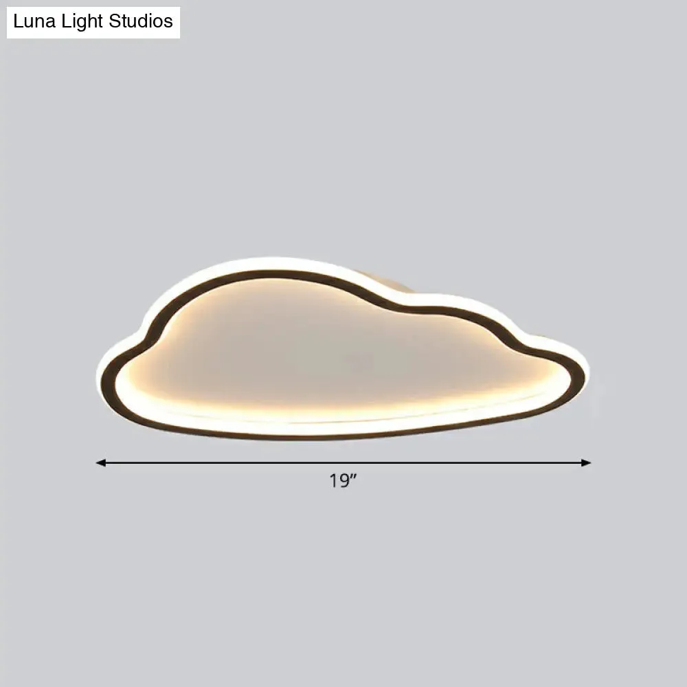 Black and White LED Cloud Ceiling Light with Acrylic Shade - Flush Mount and Simple Design