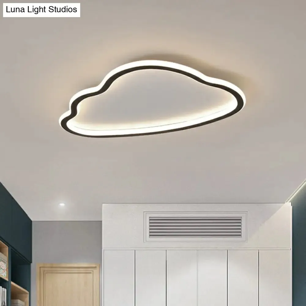 Black and White LED Cloud Ceiling Light with Acrylic Shade - Flush Mount and Simple Design