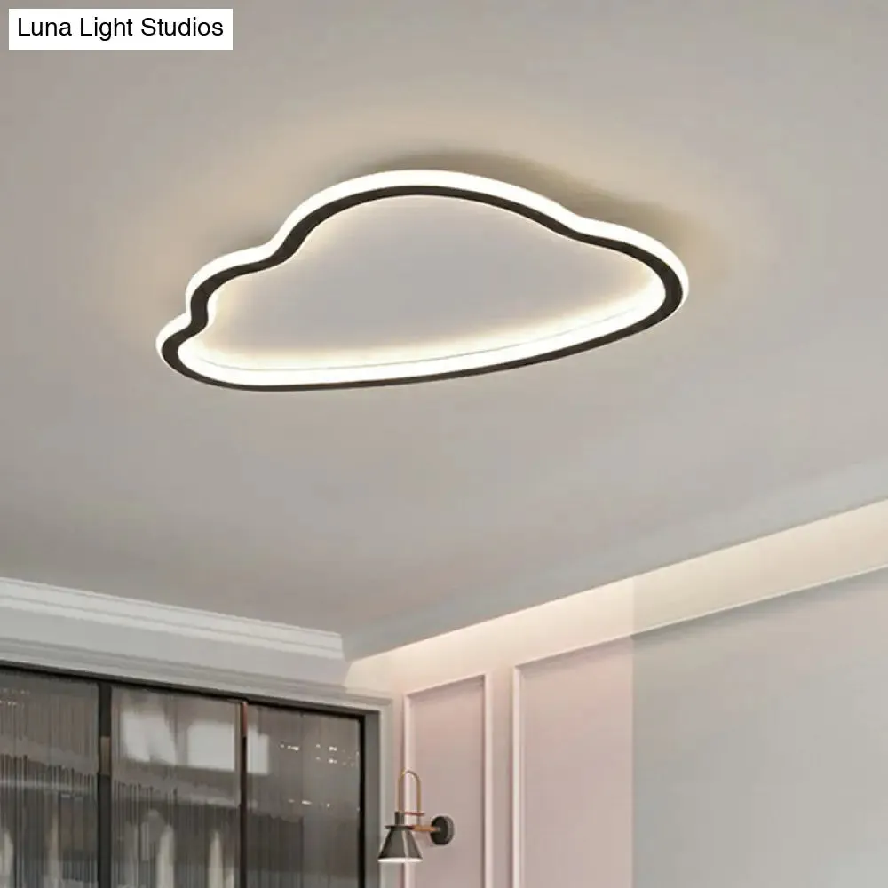 Black and White LED Cloud Ceiling Light with Acrylic Shade - Flush Mount and Simple Design