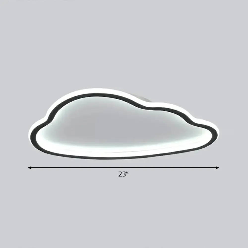 Black and White LED Cloud Ceiling Light with Acrylic Shade - Flush Mount and Simple Design