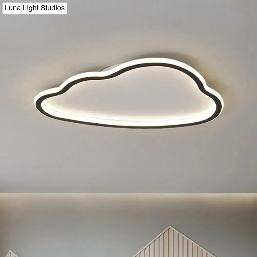 Black and White LED Cloud Ceiling Light with Acrylic Shade - Flush Mount and Simple Design