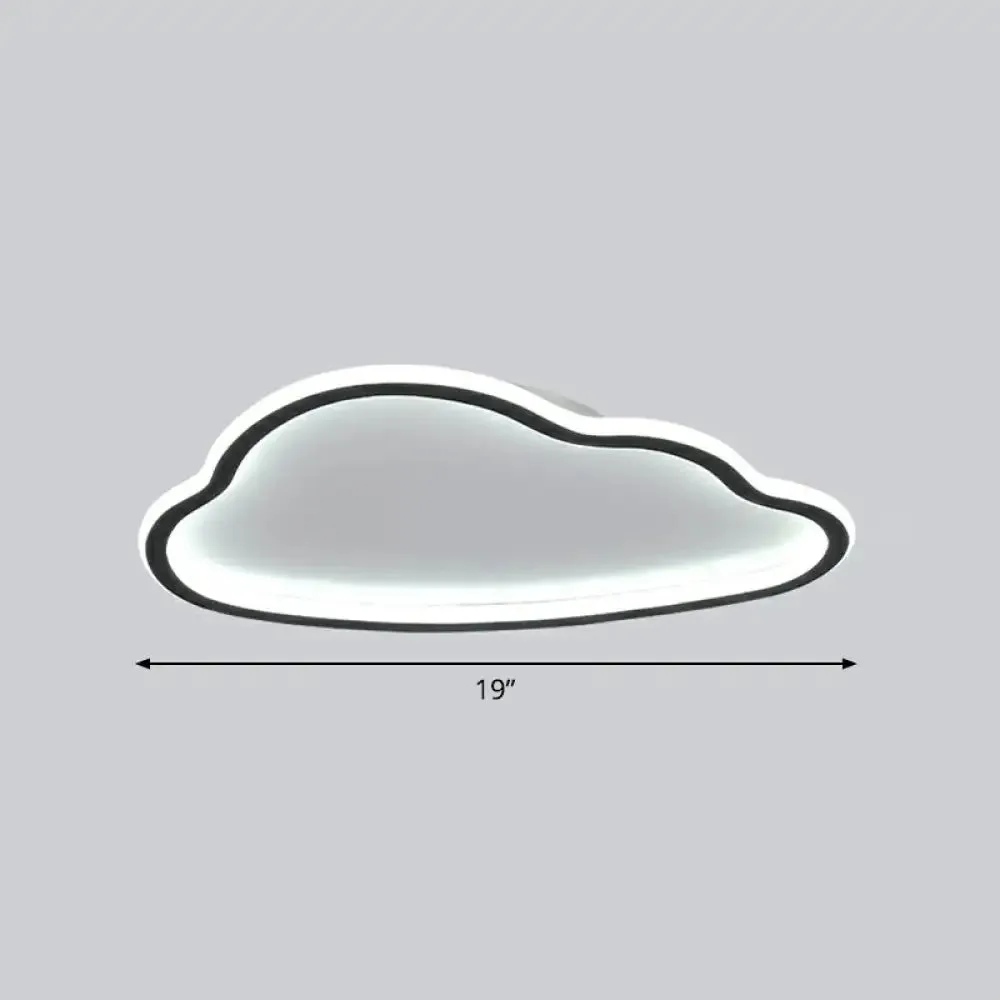 Black and White LED Cloud Ceiling Light with Acrylic Shade - Flush Mount and Simple Design