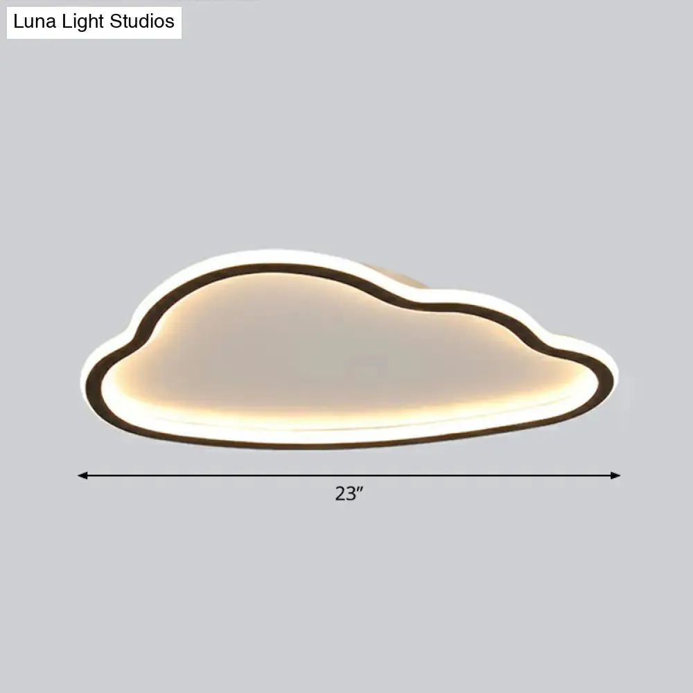 Black and White LED Cloud Ceiling Light with Acrylic Shade - Flush Mount and Simple Design