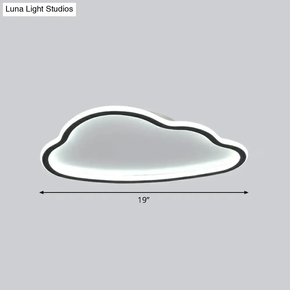Black and White LED Cloud Ceiling Light with Acrylic Shade - Flush Mount and Simple Design