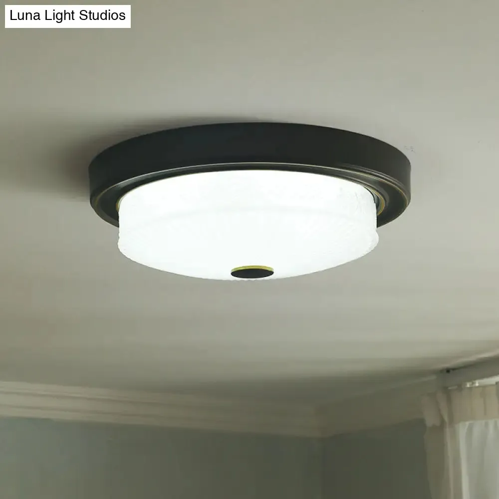 Black LED Crystal Flush Mount Ceiling Light for Rustic Bedroom