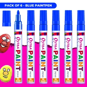 Blue Paint Permanent Marker Pen Set of 6
