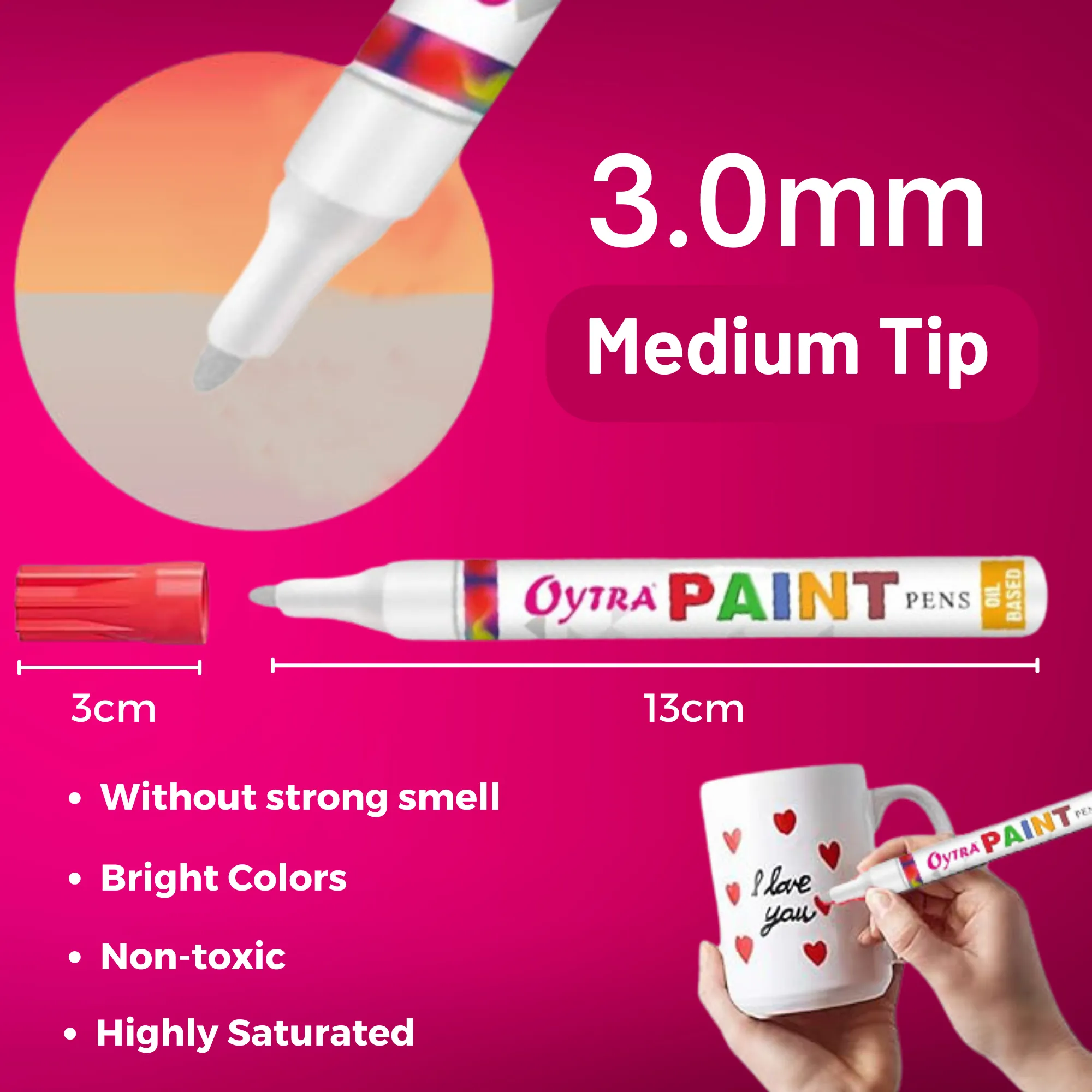 Blue Paint Permanent Marker Pen Set of 6