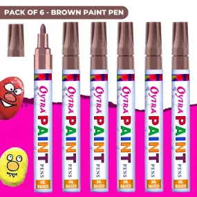 Brown Paint Permanent Marker Pen Set of 6
