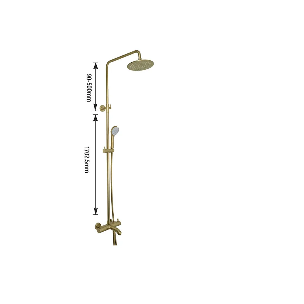 Brushed Brass Thermostatic Bar Valve & Shower Waste Set