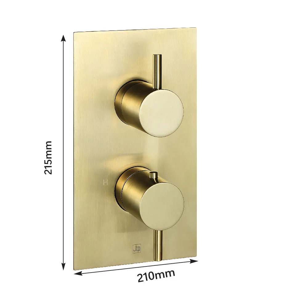 Brushed Brass Thermostatic Shower Set: Concealed Valve & Round 200mm Head