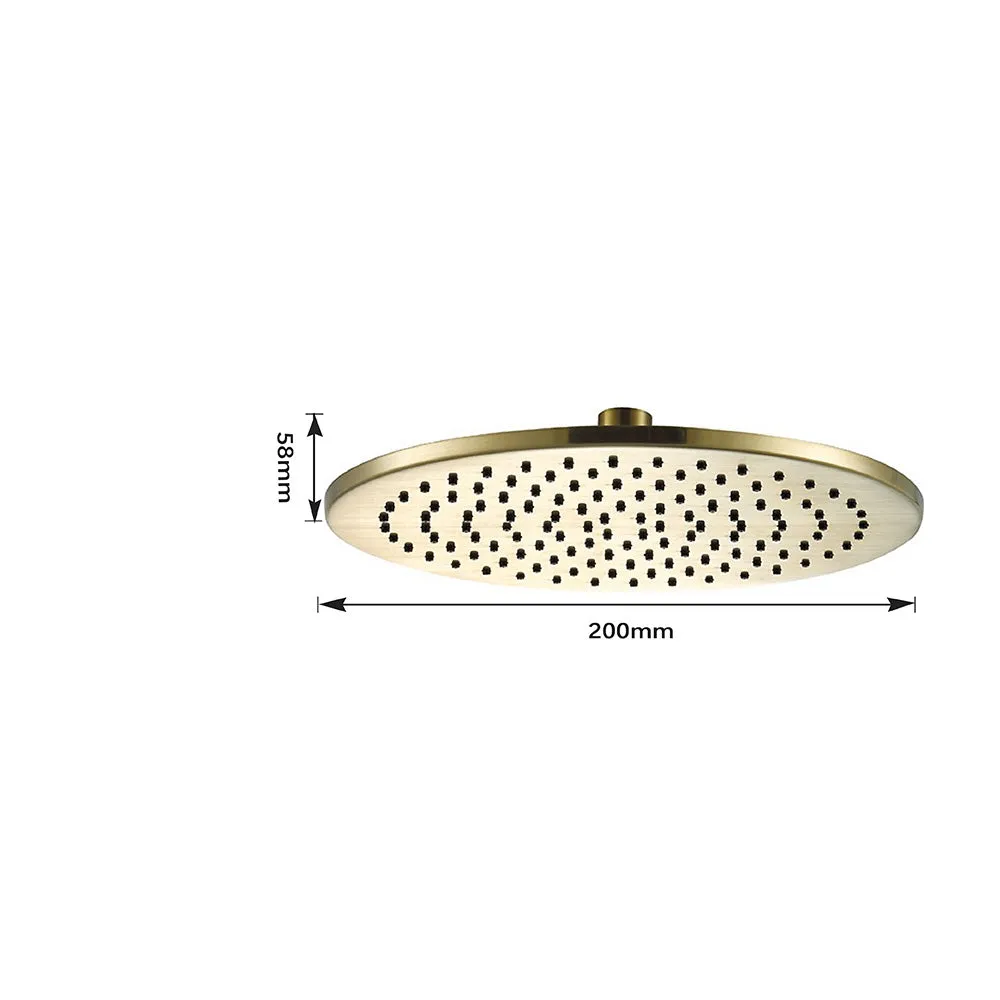 Brushed Brass Thermostatic Shower Set: Concealed Valve & Round 200mm Head