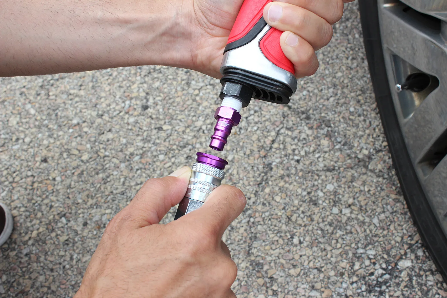 COLORFIT® HIGHFLOWPRO® Coupler & Plug Kit - (V-Style, Purple) - 1/4" NPT (3-Piece)