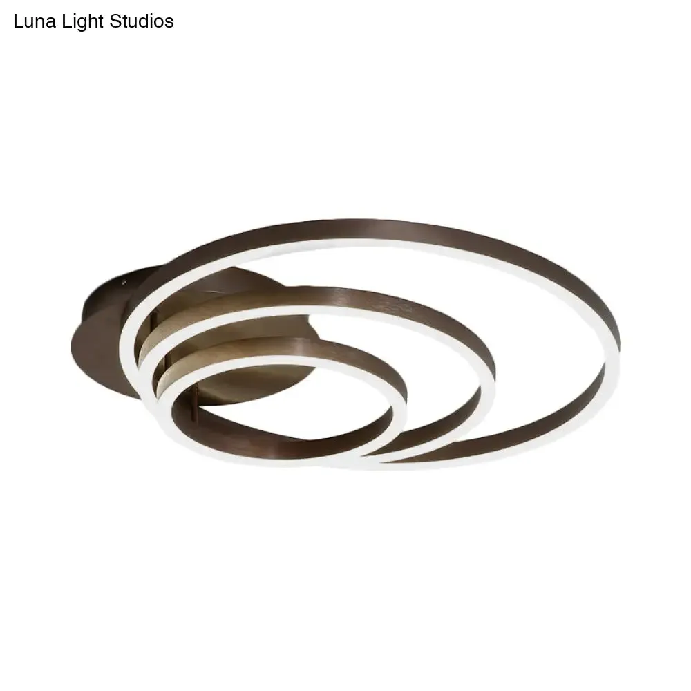 Contemporary LED Acrylic Ceiling Flush Light Fixture in Black/Brown, 1/2/3-Ring, Warm/White/Natural Light, 16.5"/19.5"/23.5" Wide