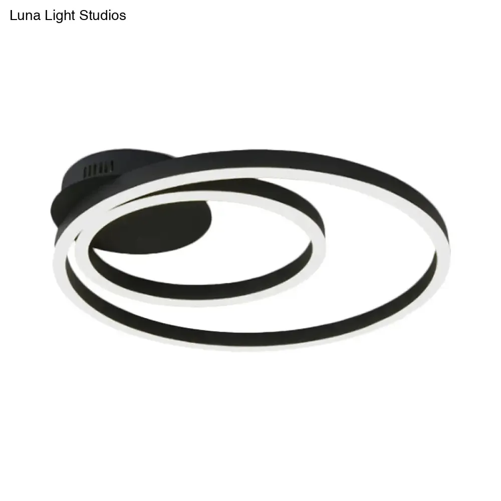 Contemporary LED Acrylic Ceiling Flush Light Fixture in Black/Brown, 1/2/3-Ring, Warm/White/Natural Light, 16.5"/19.5"/23.5" Wide