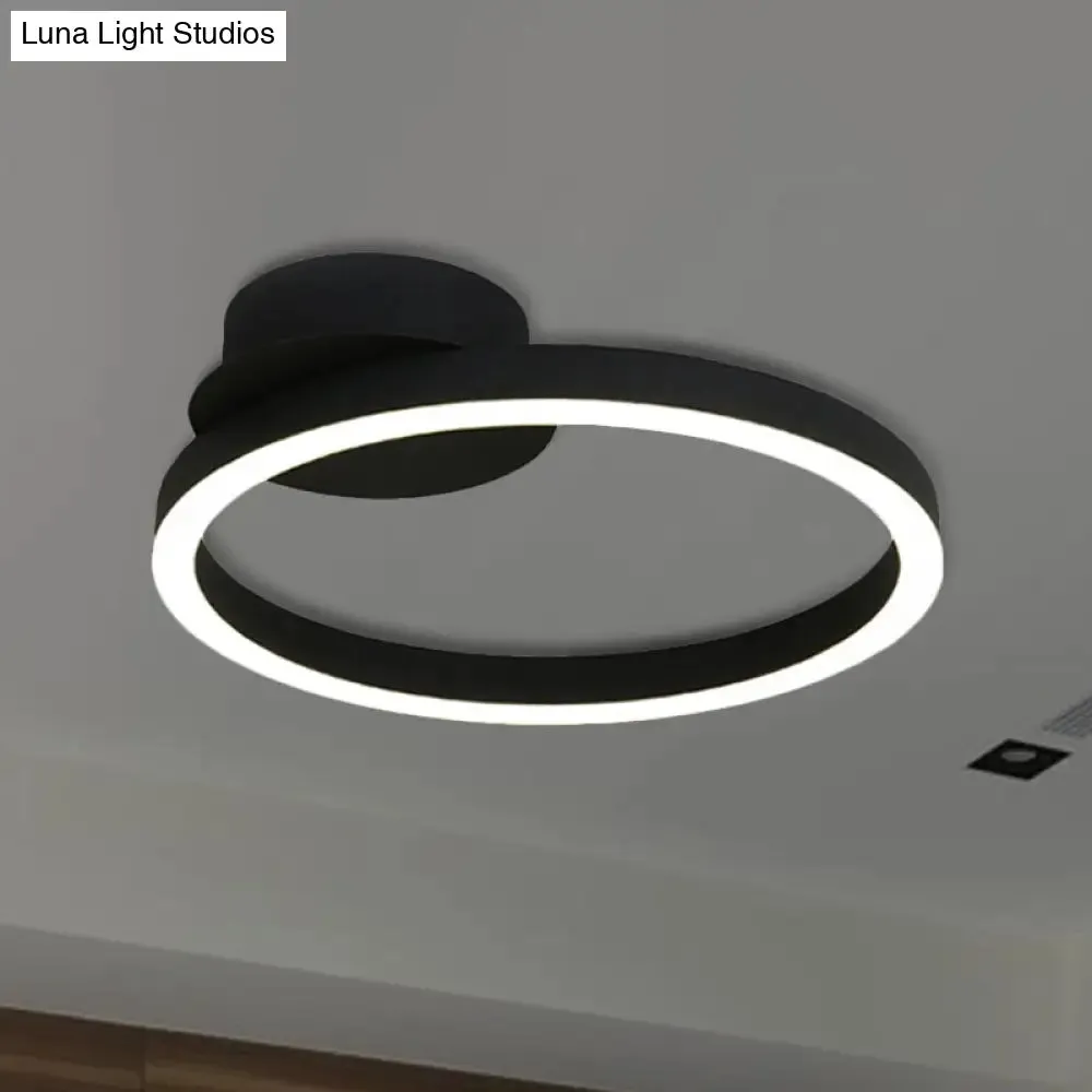 Contemporary LED Acrylic Ceiling Flush Light Fixture in Black/Brown, 1/2/3-Ring, Warm/White/Natural Light, 16.5"/19.5"/23.5" Wide