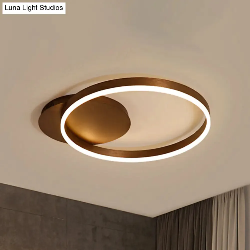Contemporary LED Acrylic Ceiling Flush Light Fixture in Black/Brown, 1/2/3-Ring, Warm/White/Natural Light, 16.5"/19.5"/23.5" Wide