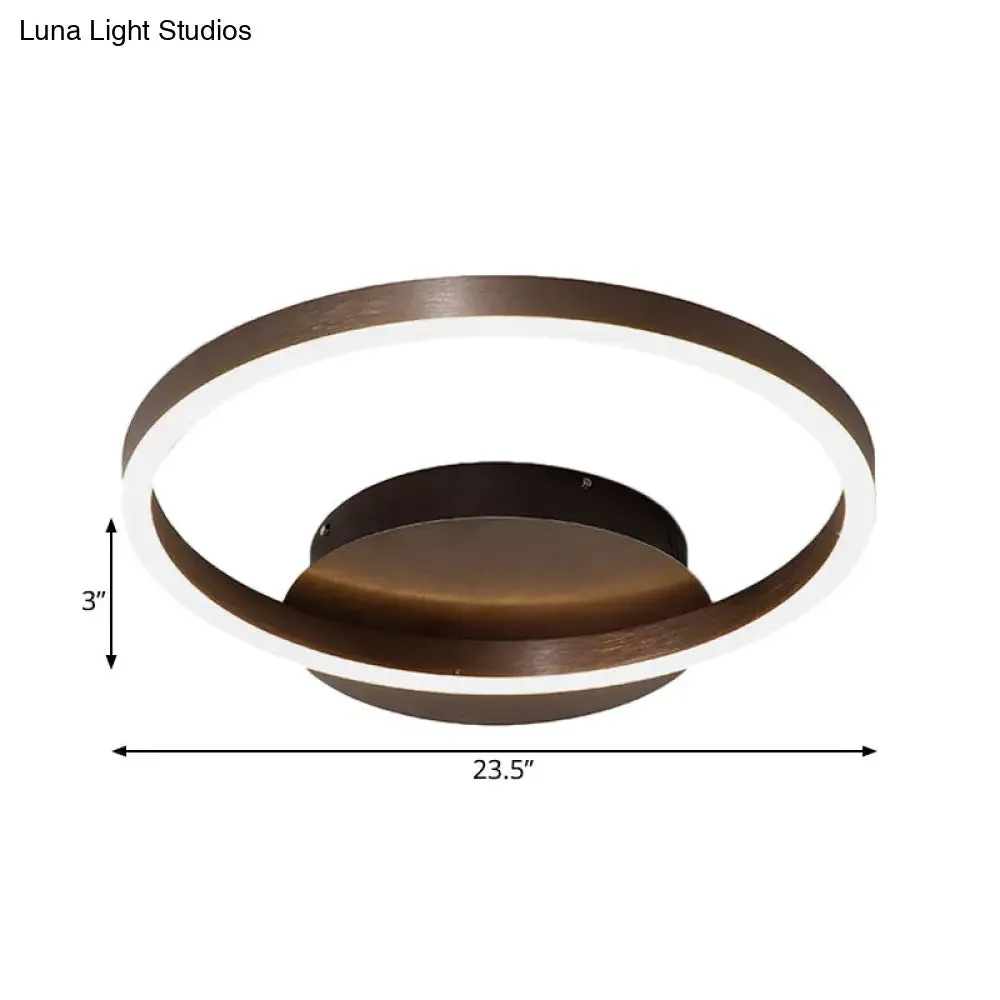Contemporary LED Acrylic Ceiling Flush Light Fixture in Black/Brown, 1/2/3-Ring, Warm/White/Natural Light, 16.5"/19.5"/23.5" Wide