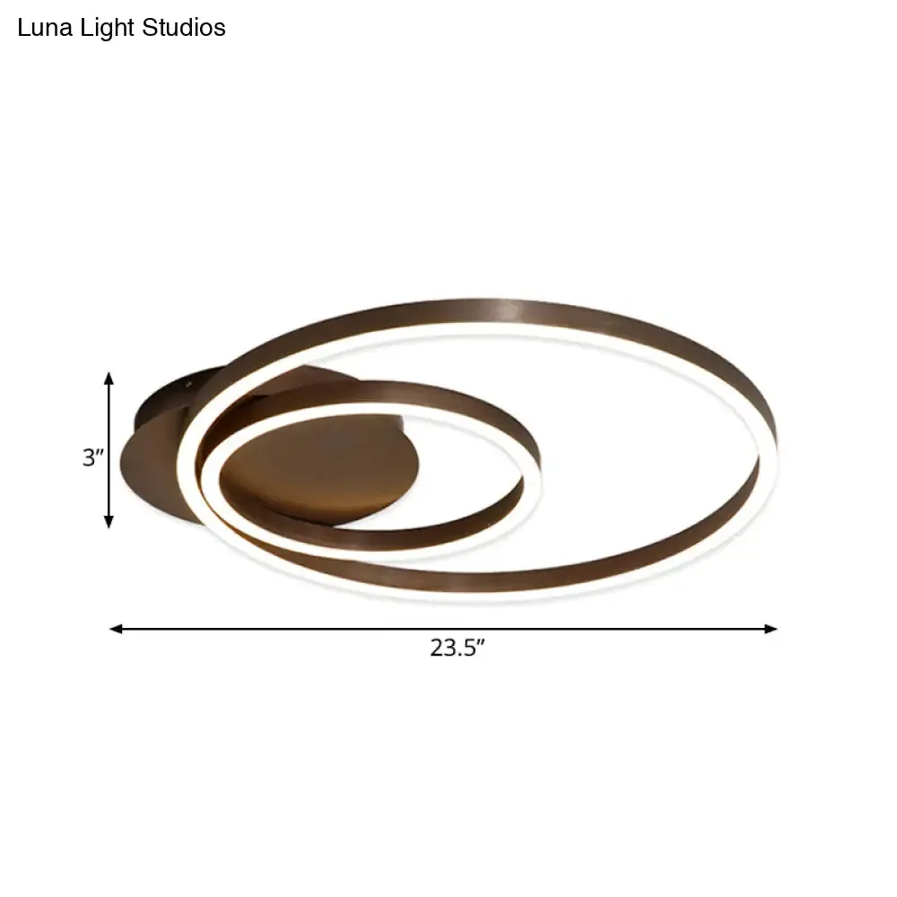 Contemporary LED Acrylic Ceiling Flush Light Fixture in Black/Brown, 1/2/3-Ring, Warm/White/Natural Light, 16.5"/19.5"/23.5" Wide