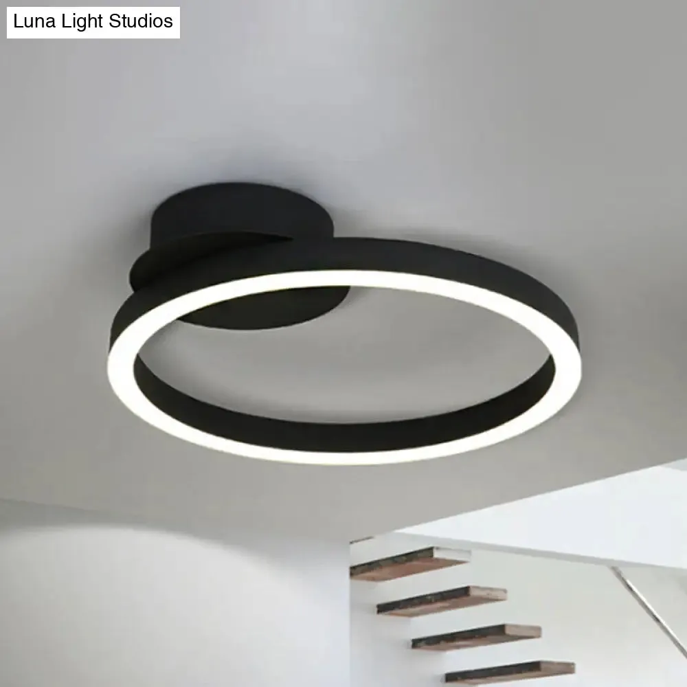Contemporary LED Acrylic Ceiling Flush Light Fixture in Black/Brown, 1/2/3-Ring, Warm/White/Natural Light, 16.5"/19.5"/23.5" Wide