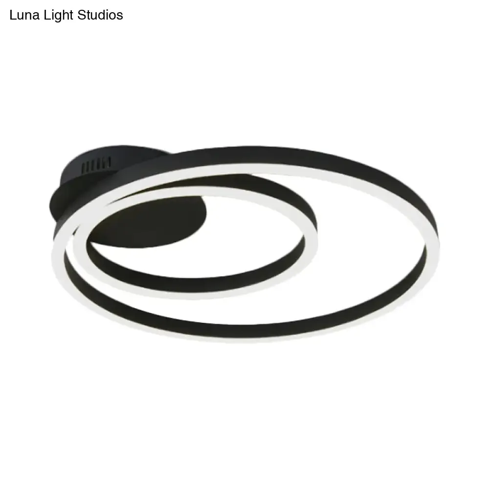 Contemporary LED Acrylic Ceiling Flush Light Fixture in Black/Brown, 1/2/3-Ring, Warm/White/Natural Light, 16.5"/19.5"/23.5" Wide