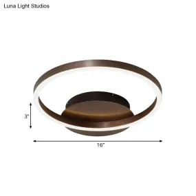 Contemporary LED Acrylic Ceiling Flush Light Fixture in Black/Brown, 1/2/3-Ring, Warm/White/Natural Light, 16.5"/19.5"/23.5" Wide