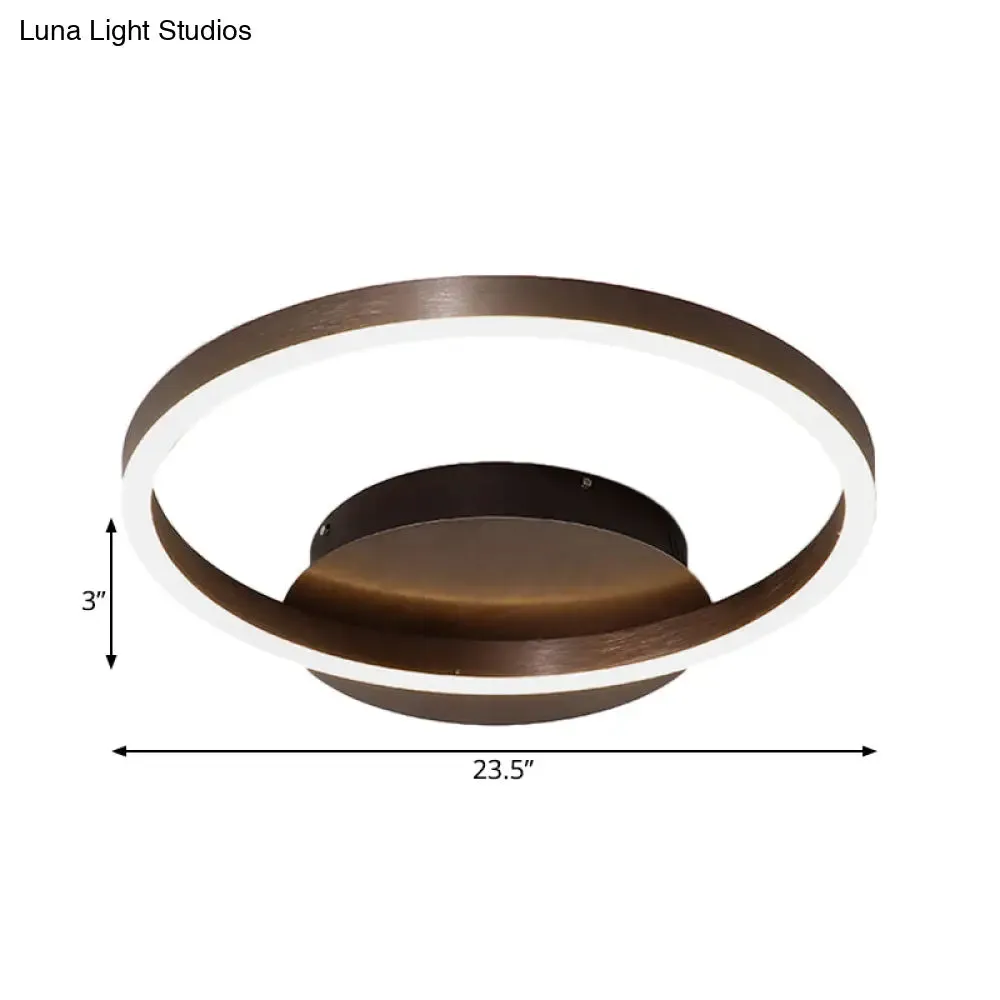 Contemporary LED Acrylic Ceiling Flush Light Fixture in Black/Brown, 1/2/3-Ring, Warm/White/Natural Light, 16.5"/19.5"/23.5" Wide