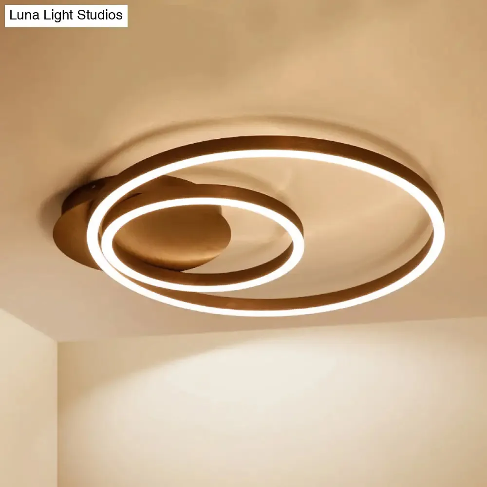 Contemporary LED Acrylic Ceiling Flush Light Fixture in Black/Brown, 1/2/3-Ring, Warm/White/Natural Light, 16.5"/19.5"/23.5" Wide