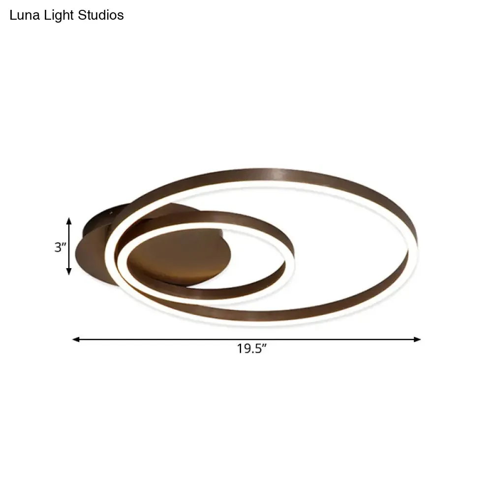 Contemporary LED Acrylic Ceiling Flush Light Fixture in Black/Brown, 1/2/3-Ring, Warm/White/Natural Light, 16.5"/19.5"/23.5" Wide