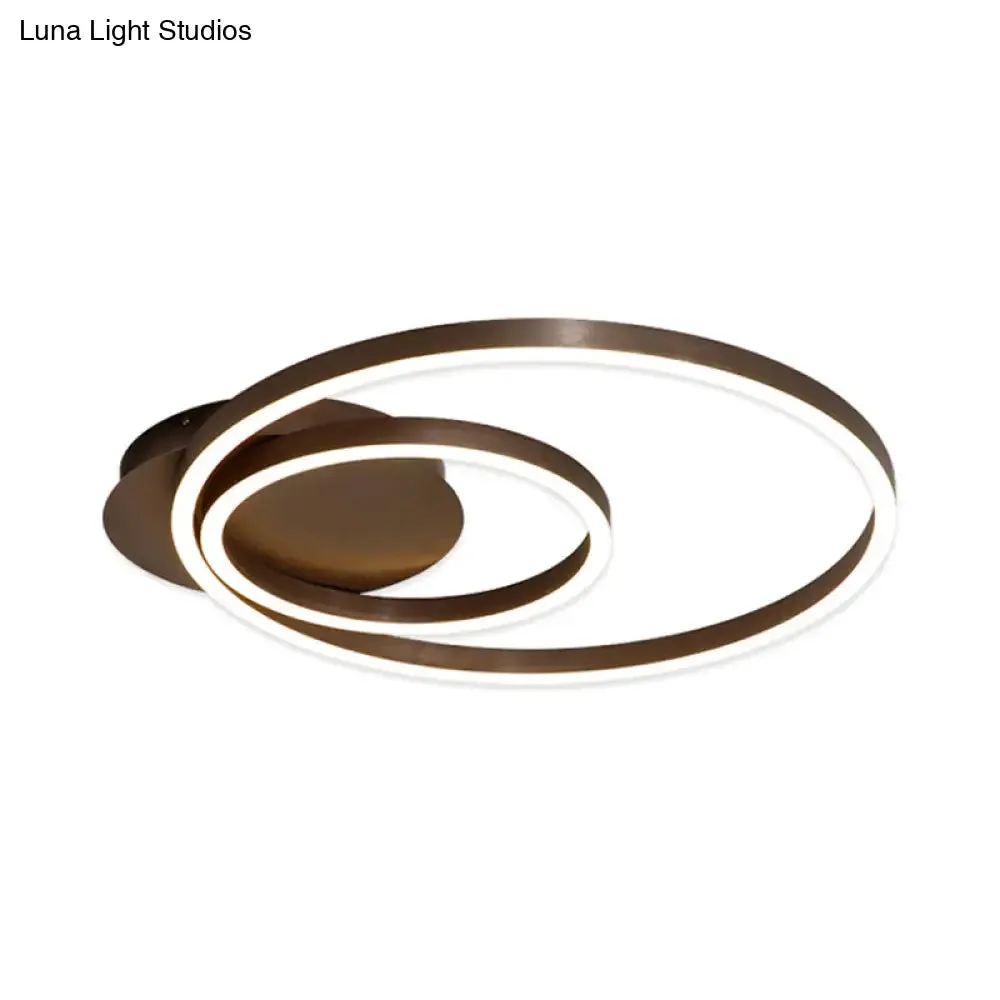 Contemporary LED Acrylic Ceiling Flush Light Fixture in Black/Brown, 1/2/3-Ring, Warm/White/Natural Light, 16.5"/19.5"/23.5" Wide