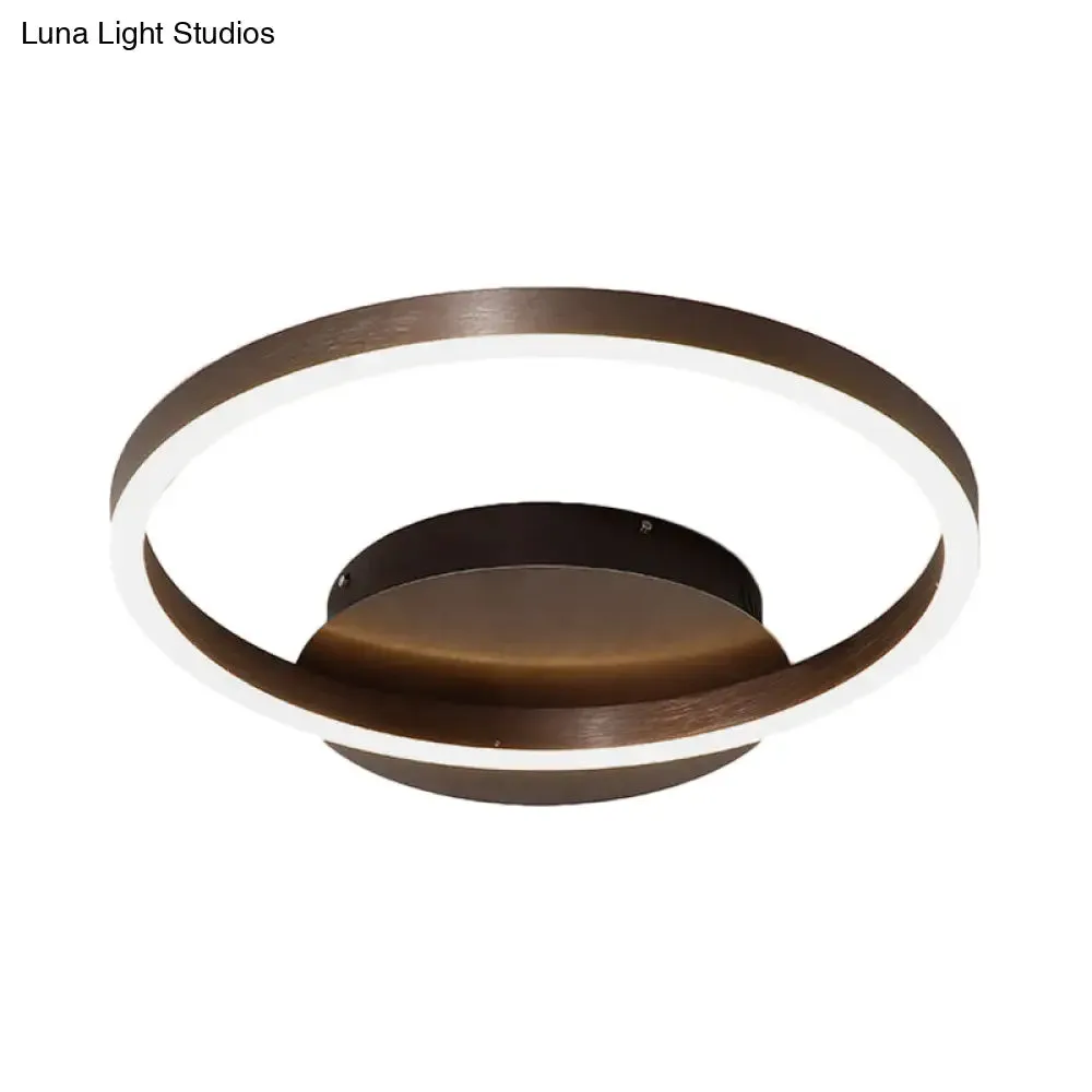 Contemporary LED Acrylic Ceiling Flush Light Fixture in Black/Brown, 1/2/3-Ring, Warm/White/Natural Light, 16.5"/19.5"/23.5" Wide