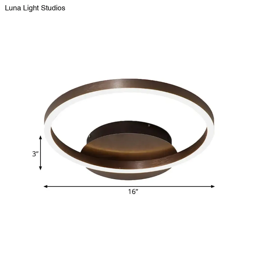 Contemporary LED Acrylic Ceiling Flush Light Fixture in Black/Brown, 1/2/3-Ring, Warm/White/Natural Light, 16.5"/19.5"/23.5" Wide